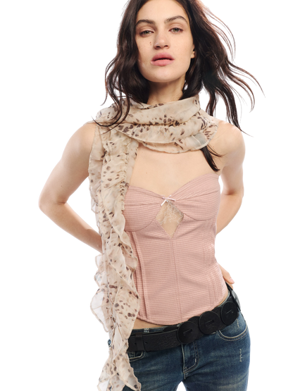 Vintage Millennial Leopard Print Chiffon Scarf