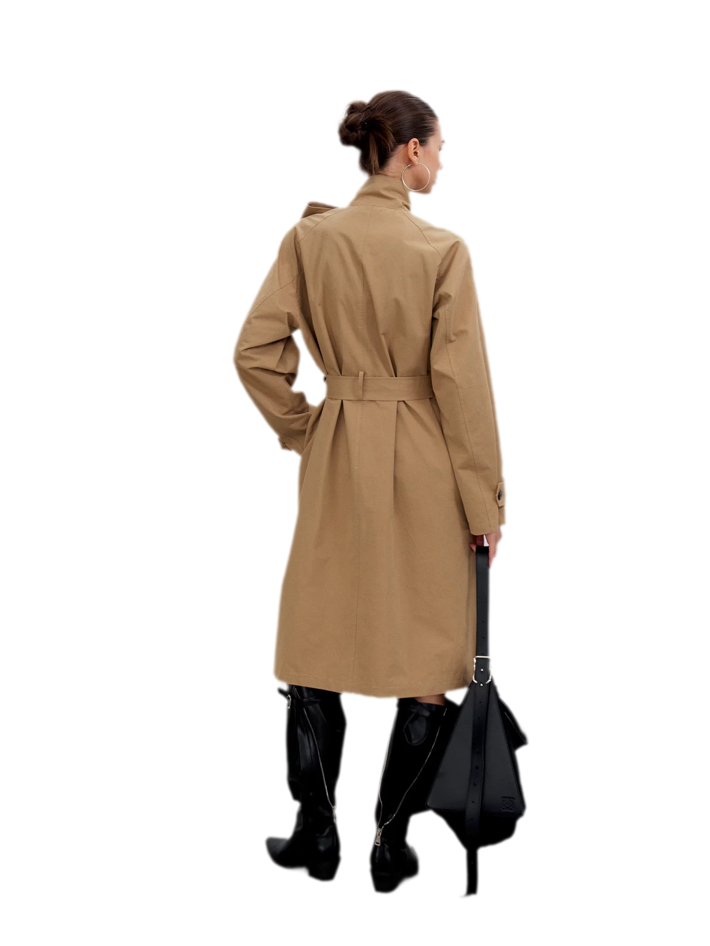Sandwashed Tie-Waist Trench Coat