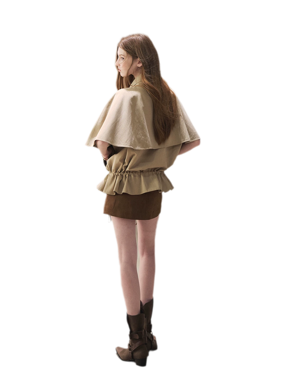 Drawstring Cape Trench Coat