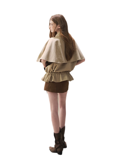 Drawstring Cape Trench Coat