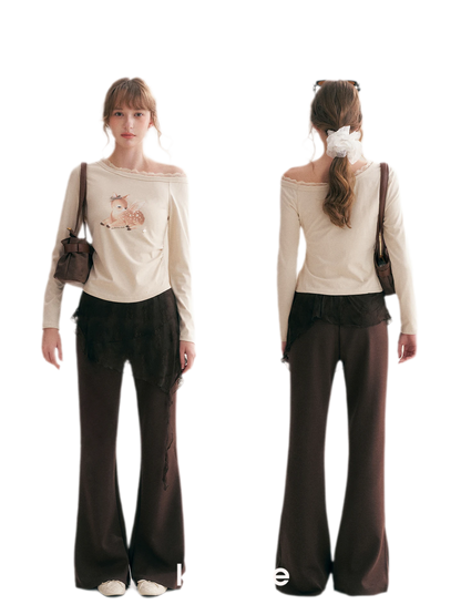 Hand-Drawn Lace-Trim T-Shirt