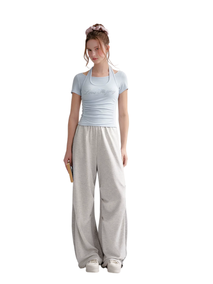 Lyocell Rhinestone Pleated Short Sleeve T-Shirt