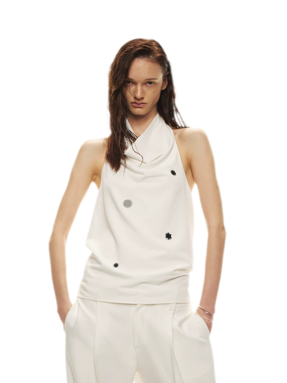 Minimalist Draped Neck Hand-Sewn Lens Halter Top