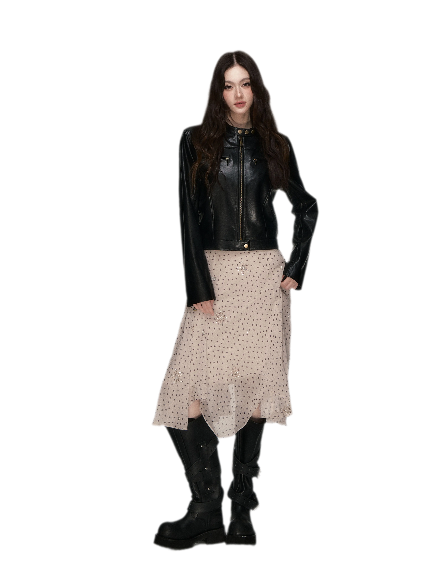 Vintage Stand-Collar Leather Jacket