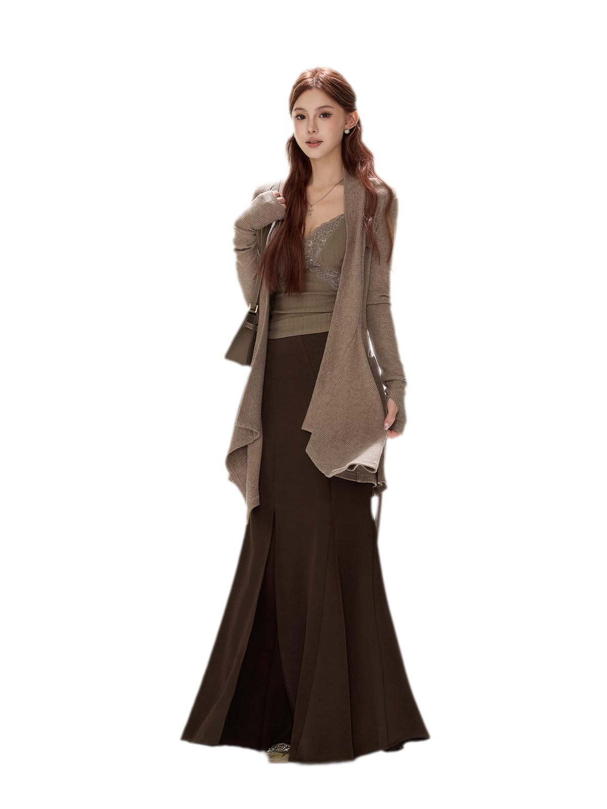 Matte Drape Irregular Hem Cardigan