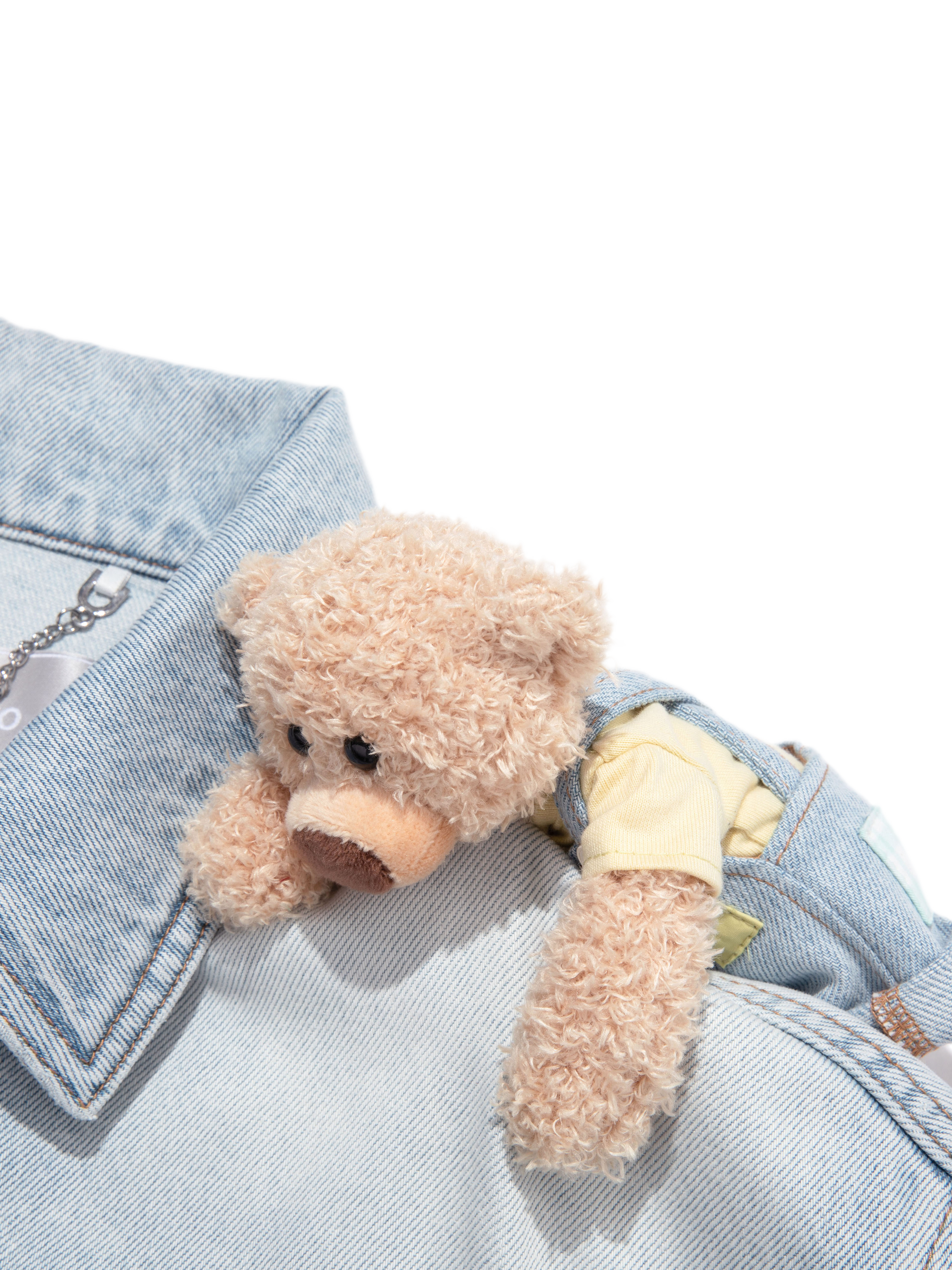 Plaid Cuffed Denim Jacket