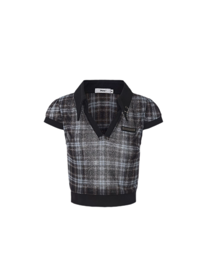 Distressed Plaid Tee