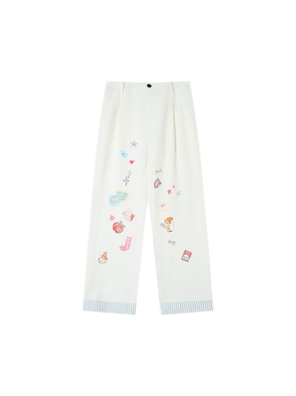 Cute Dog Sticker Cuffed Pants