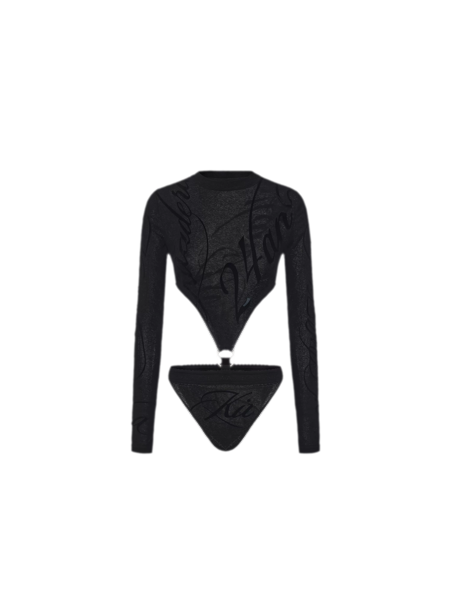 Flocked Cutout Fitted Bodysuit