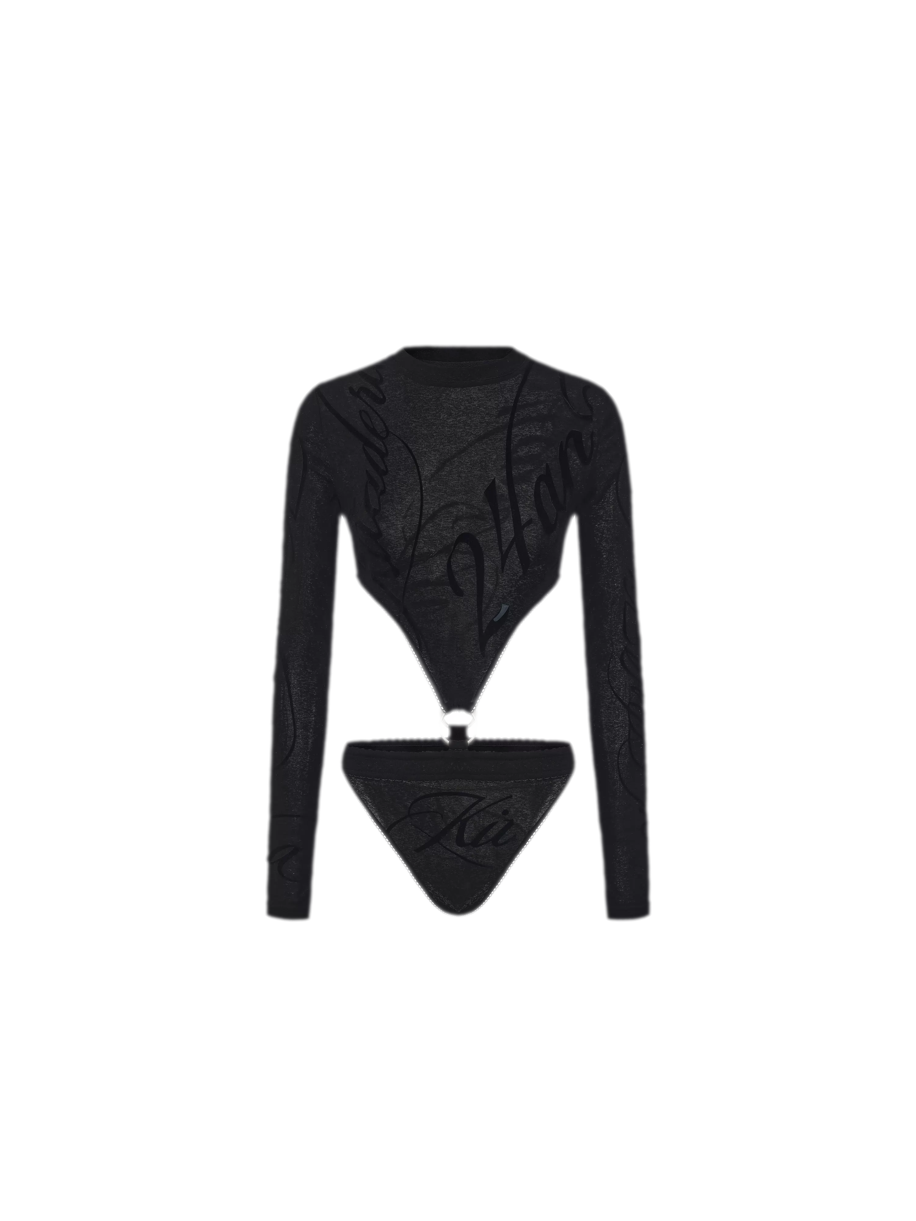 Flocked Cutout Fitted Bodysuit