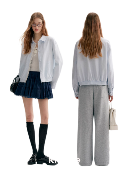 Ramie Cotton Lace-Trimmed Jacket