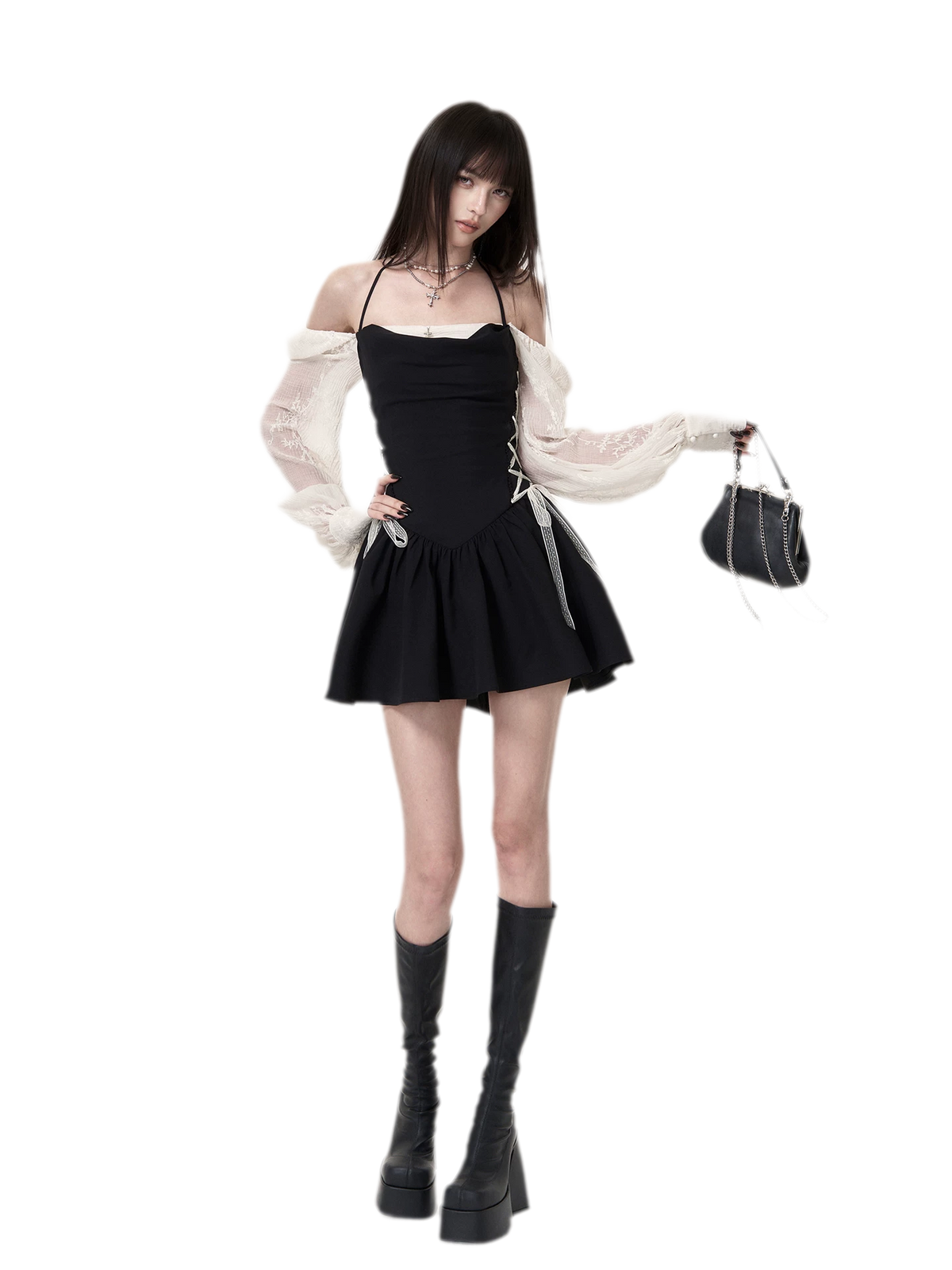 Contrast Ruched Mini Dress