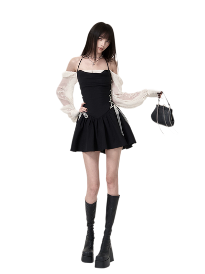 Contrast Ruched Mini Dress