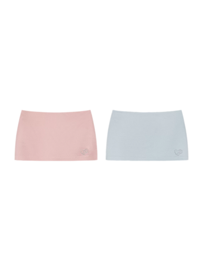 Luminous Focus Heart Rhinestone Acetate Satin Skirt