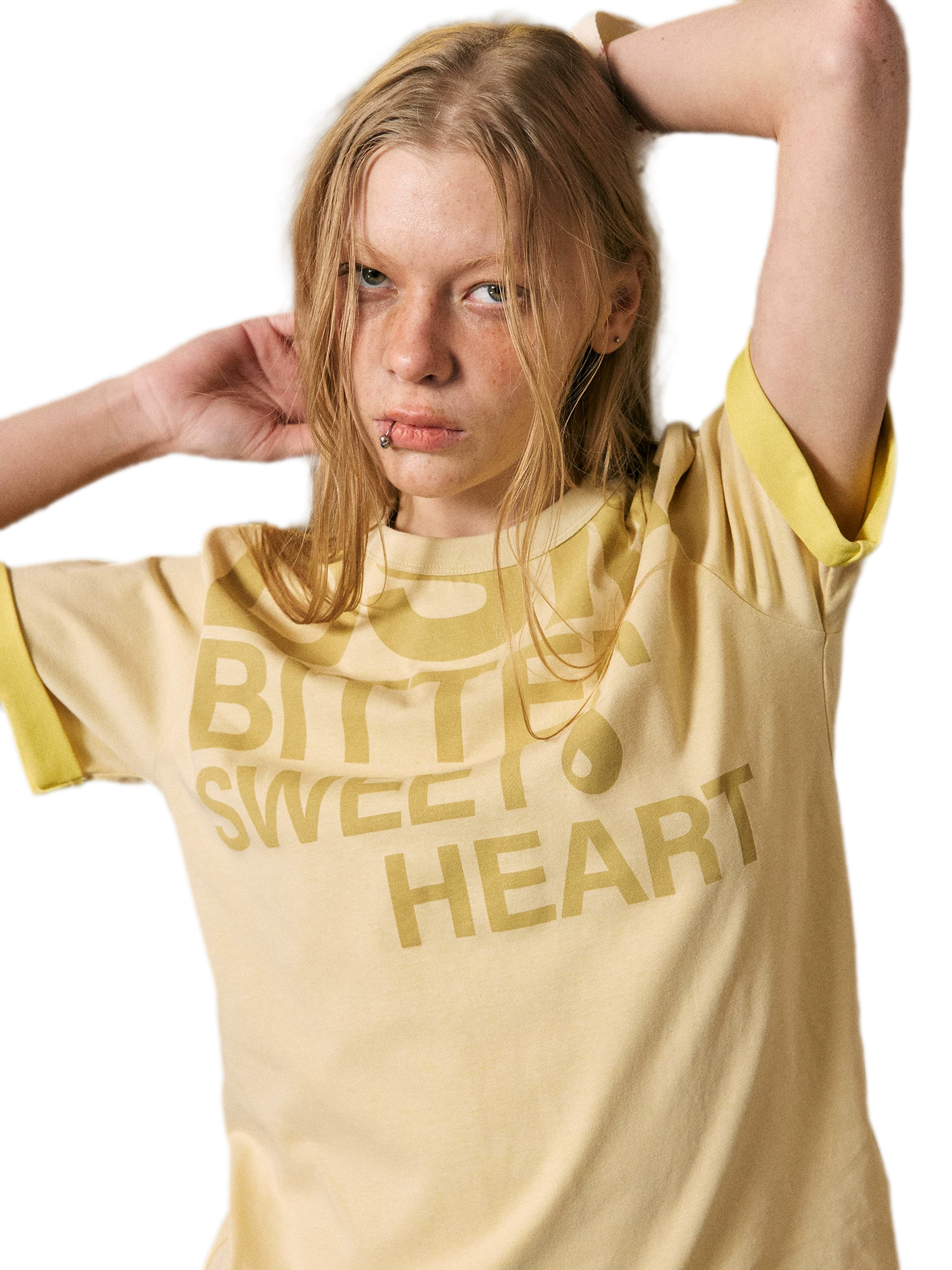 Contrast Print Fitted T-Shirt