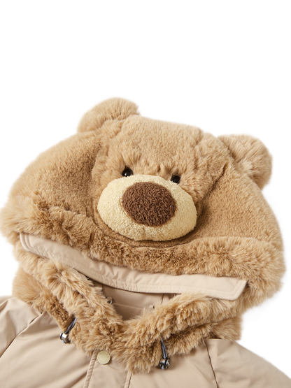 Doudoune rembourrée en duvet avec ours en peluche