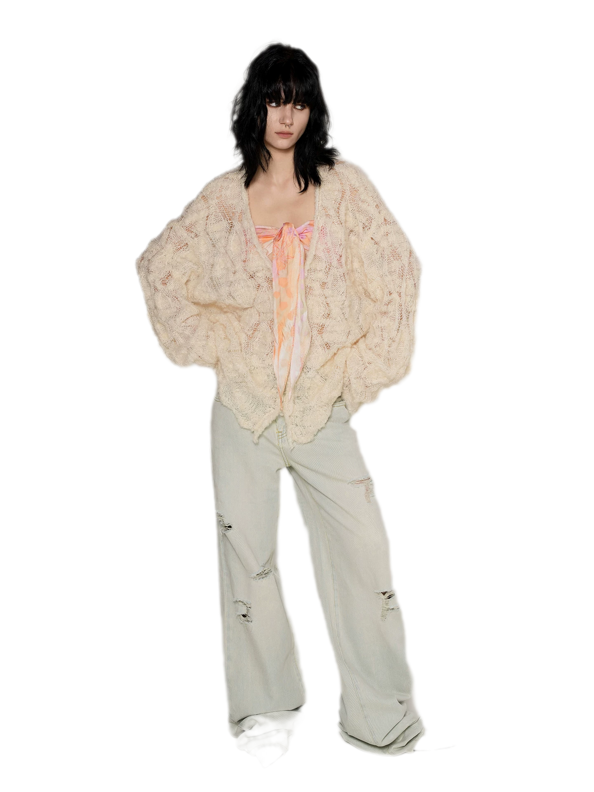 Mohair Alpaca Textured Cardigan