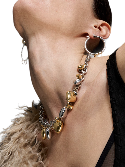 Punk Style Overlapping Gold and Silver Earrings