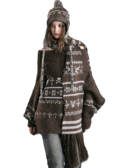 Fair Isle Ear-Flap Knit Hat