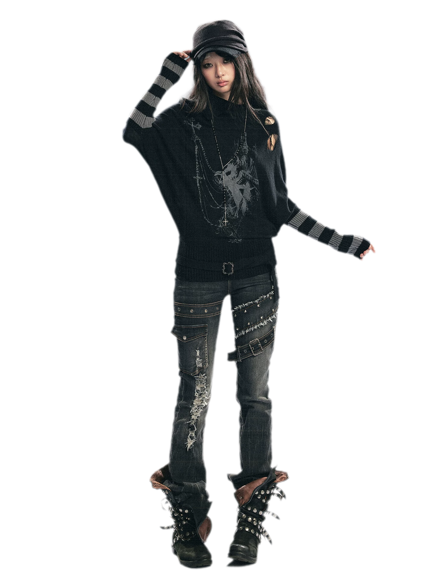 Skinny Grunge Flare Jeans