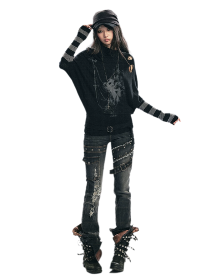 Skinny Grunge Flare Jeans