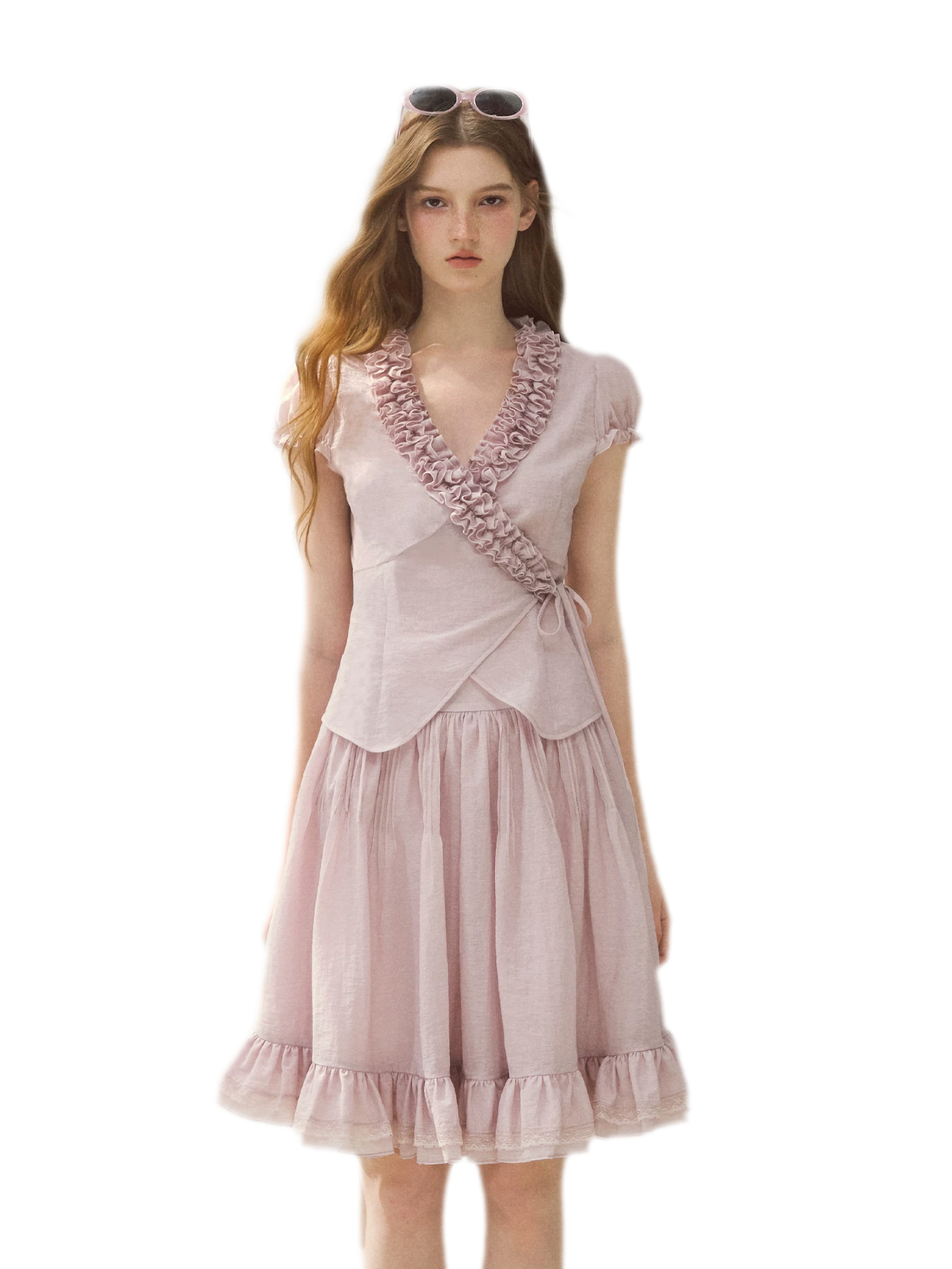 Ruffled Blouse Skirt Set