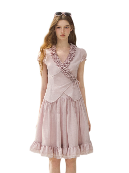 Ruffled Blouse Skirt Set