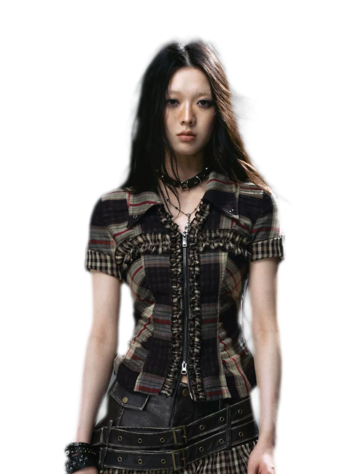 Studded Ruffle Short Shirt