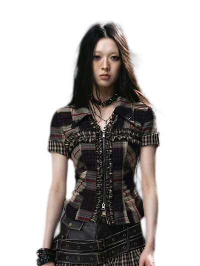 Studded Ruffle Short Shirt