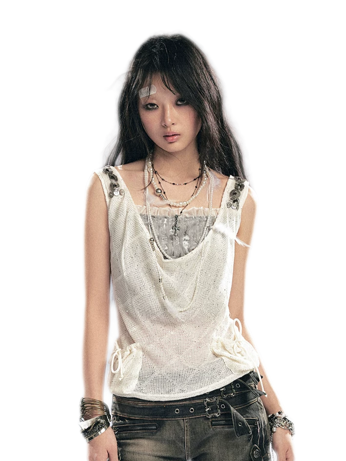 Sequin Lattice Pocket Cami