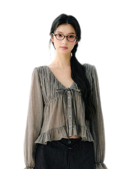 Ruffled Tencel Chiffon Blouse
