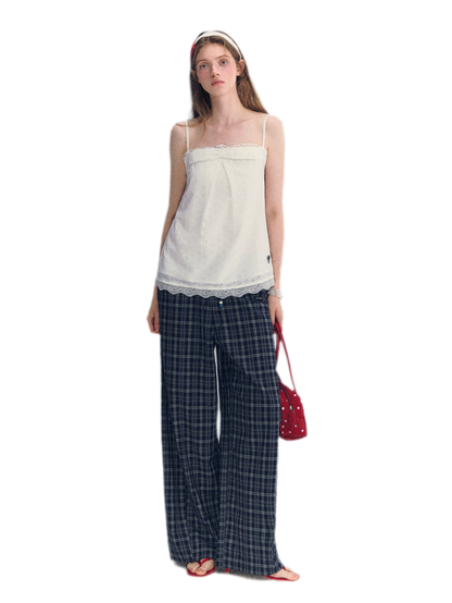 Plaid Wide-Leg Pants