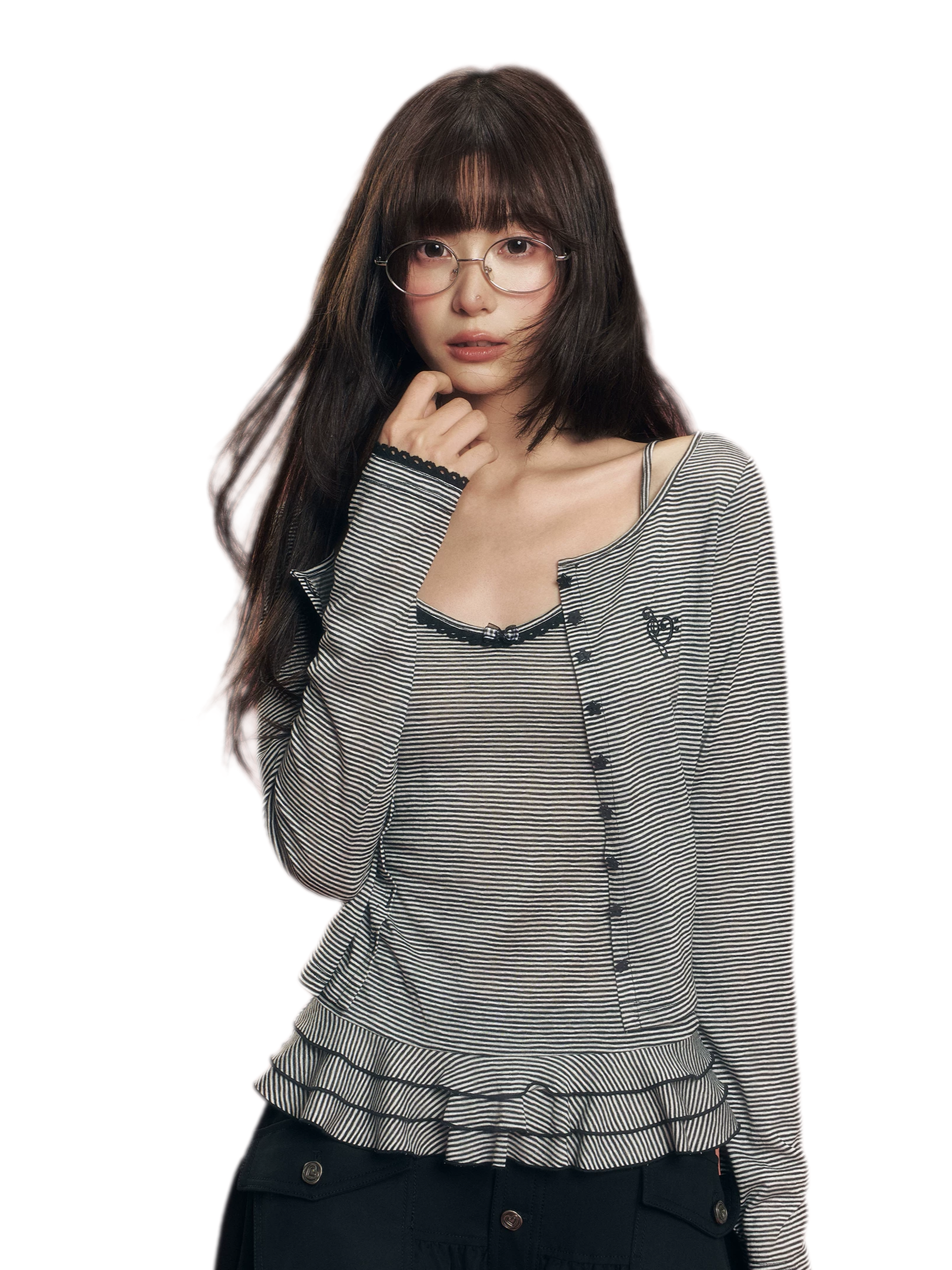Striped Knit Cardigan Set