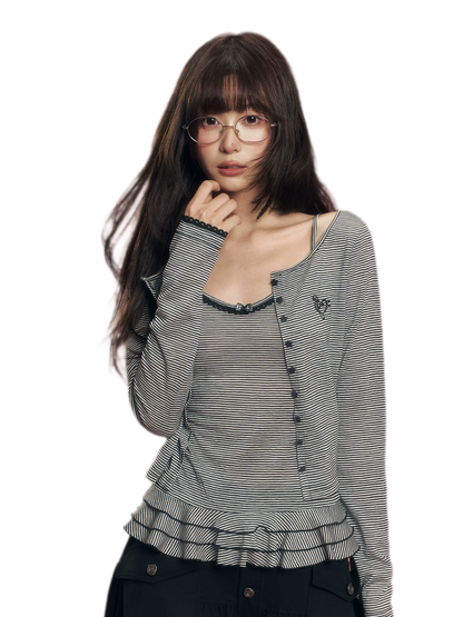 Striped Knit Cardigan Set