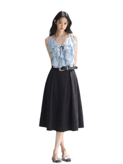 Pleated V-Neck Set