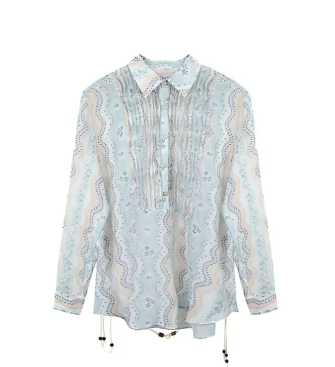 Sheer Print Shirt Jacket