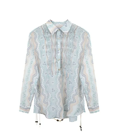 Sheer Print Shirt Jacket