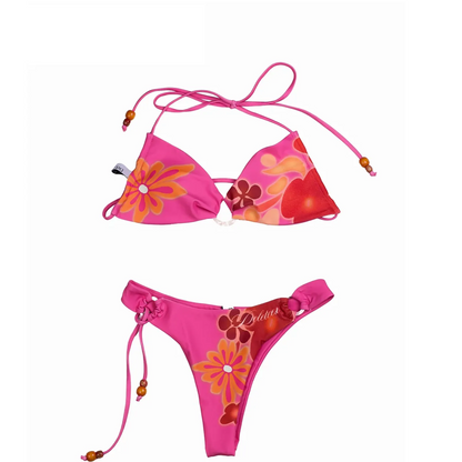 Tropical Print Halter Bikini