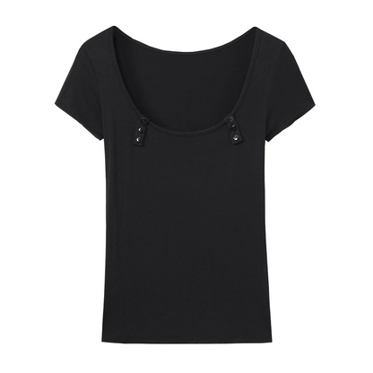 U-Neck Button Tee