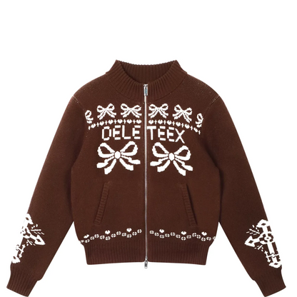Jacquard Wool Baseball Cardigan