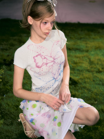 Gradient Floral Knit Top