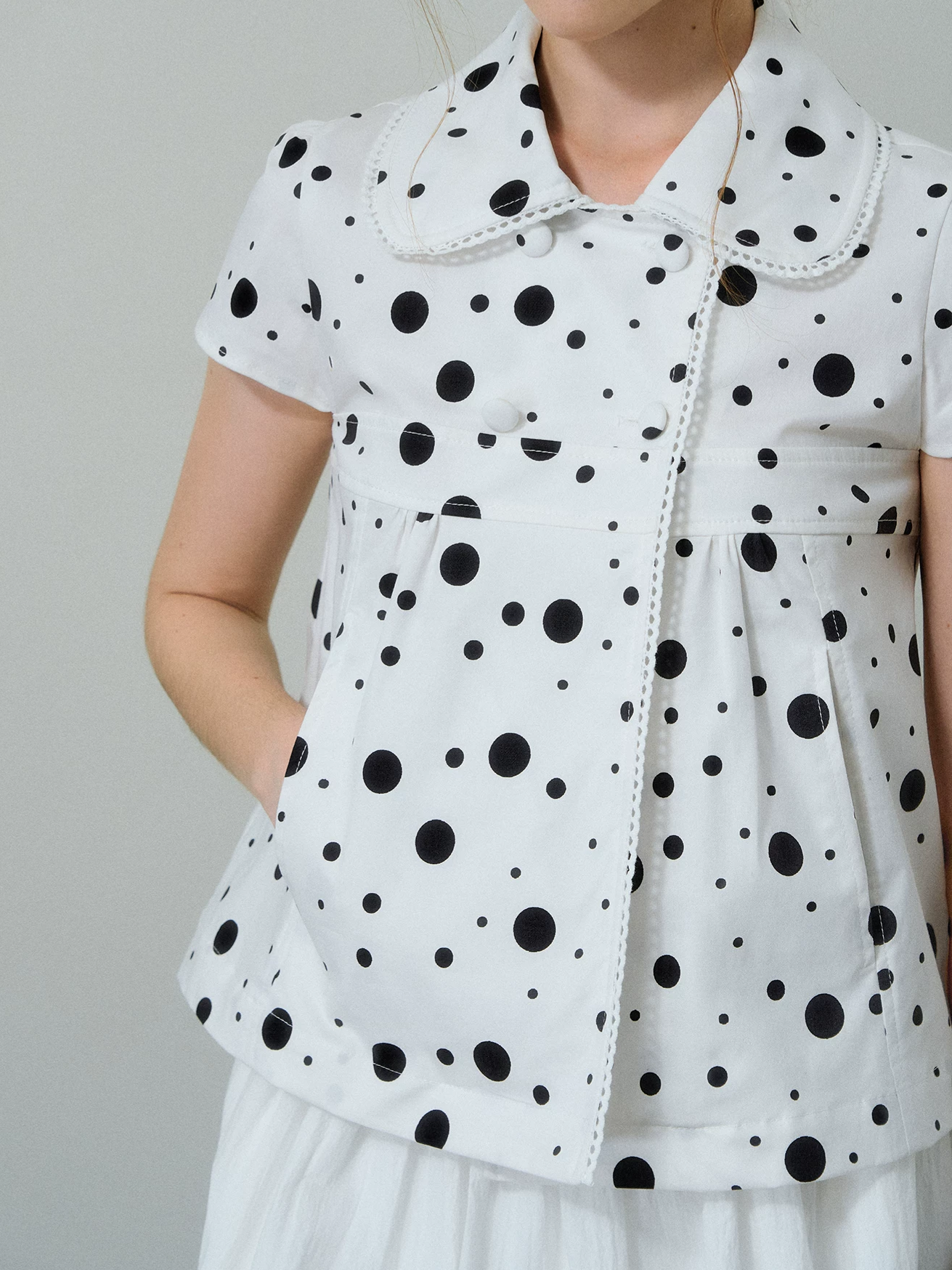 Polka Dot Puff Sleeve Shirt