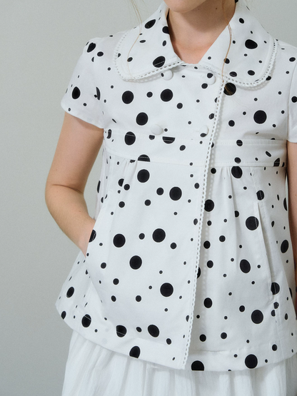 Polka Dot Puff Sleeve Shirt