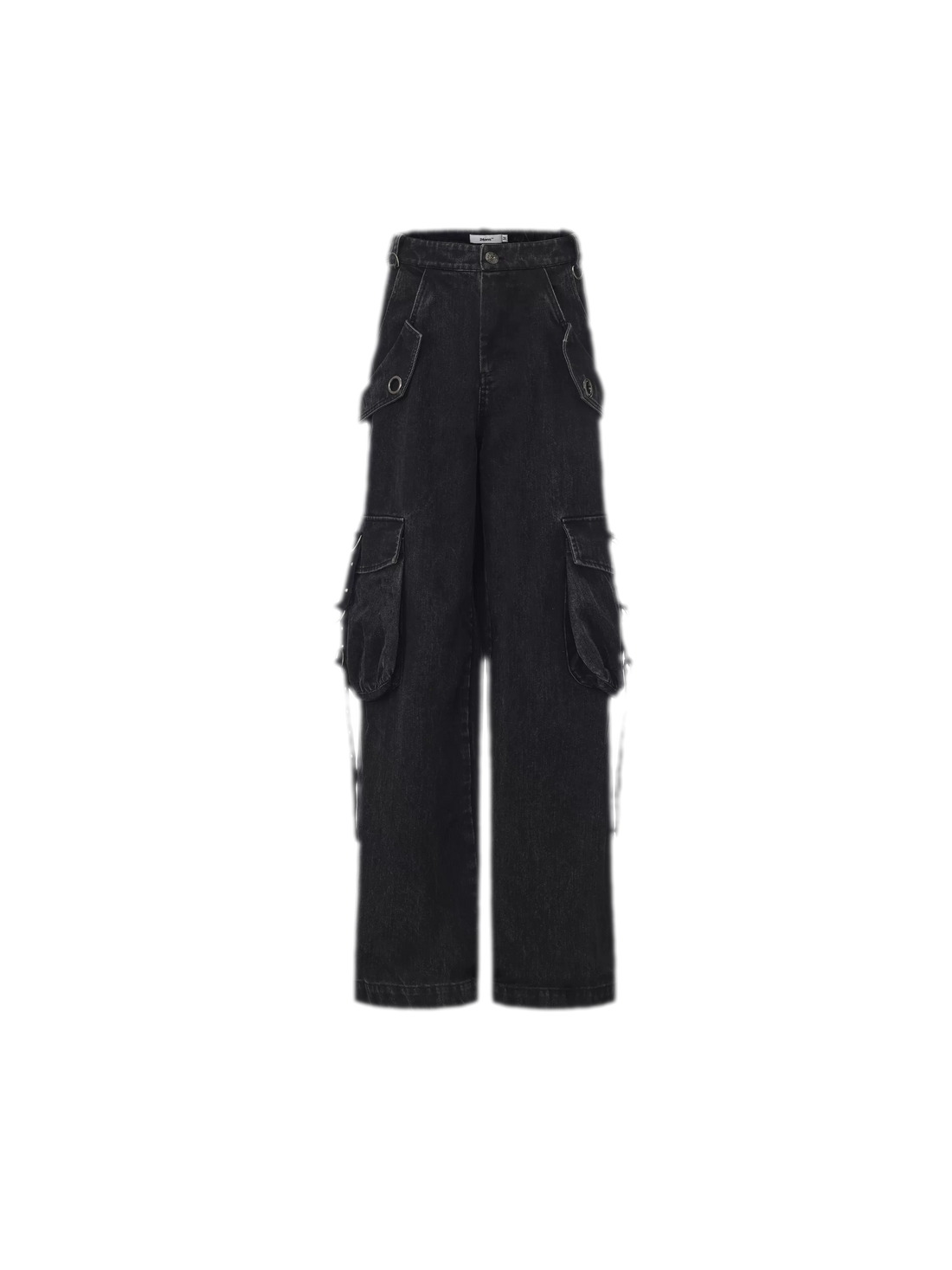 Washed Distressed Wide-Leg Jeans