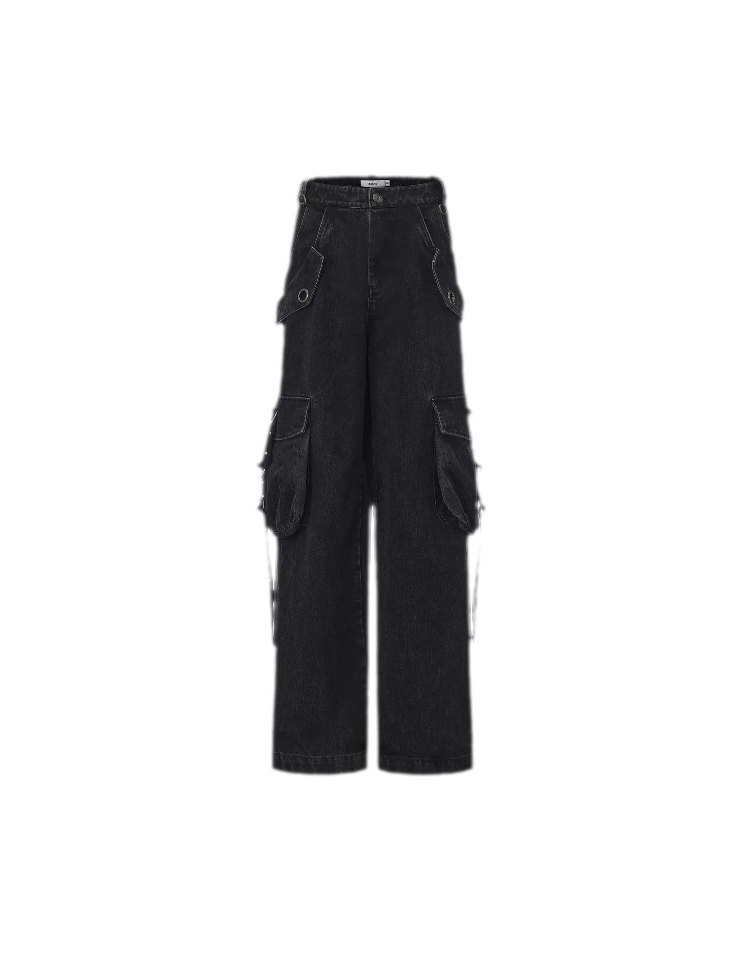 Washed Distressed Wide-Leg Jeans
