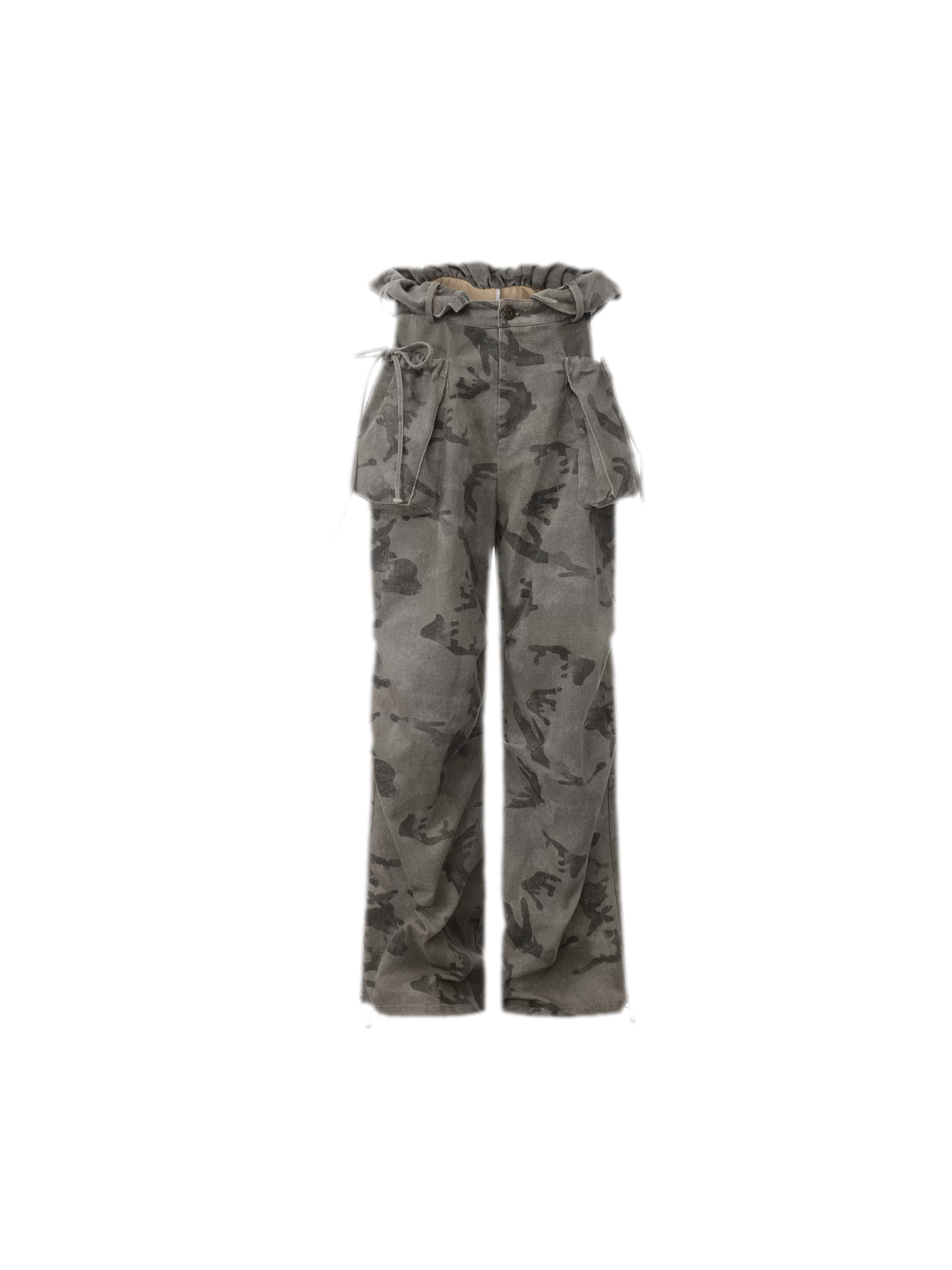 Washed Camouflage Wide-Leg Jeans