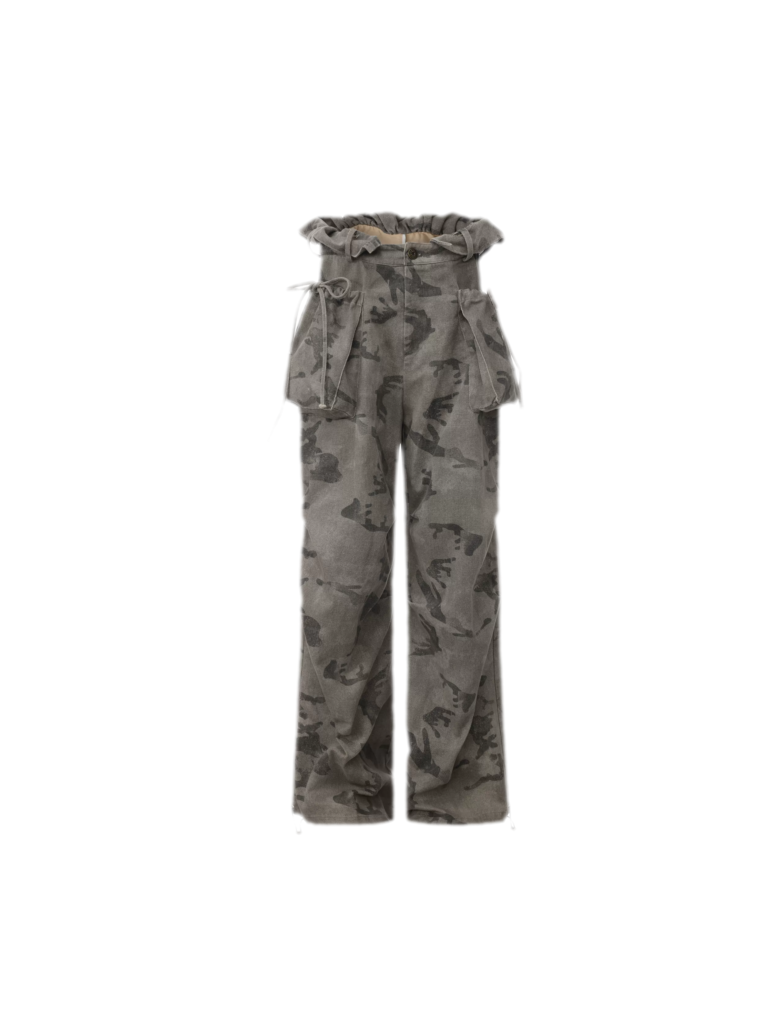 Washed Camouflage Wide-Leg Jeans