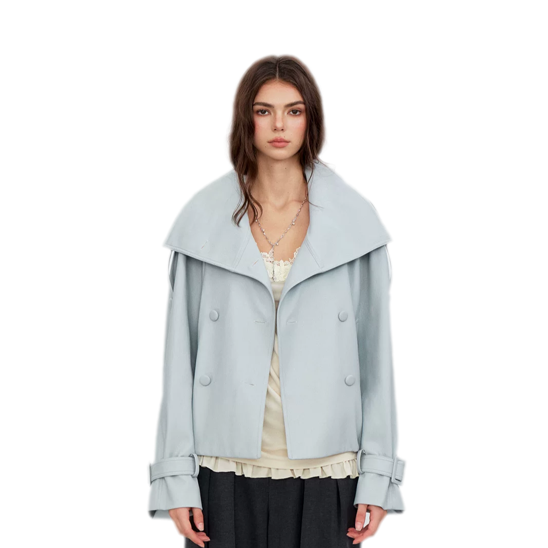 Matte Oversized Faux-Leather Jacket