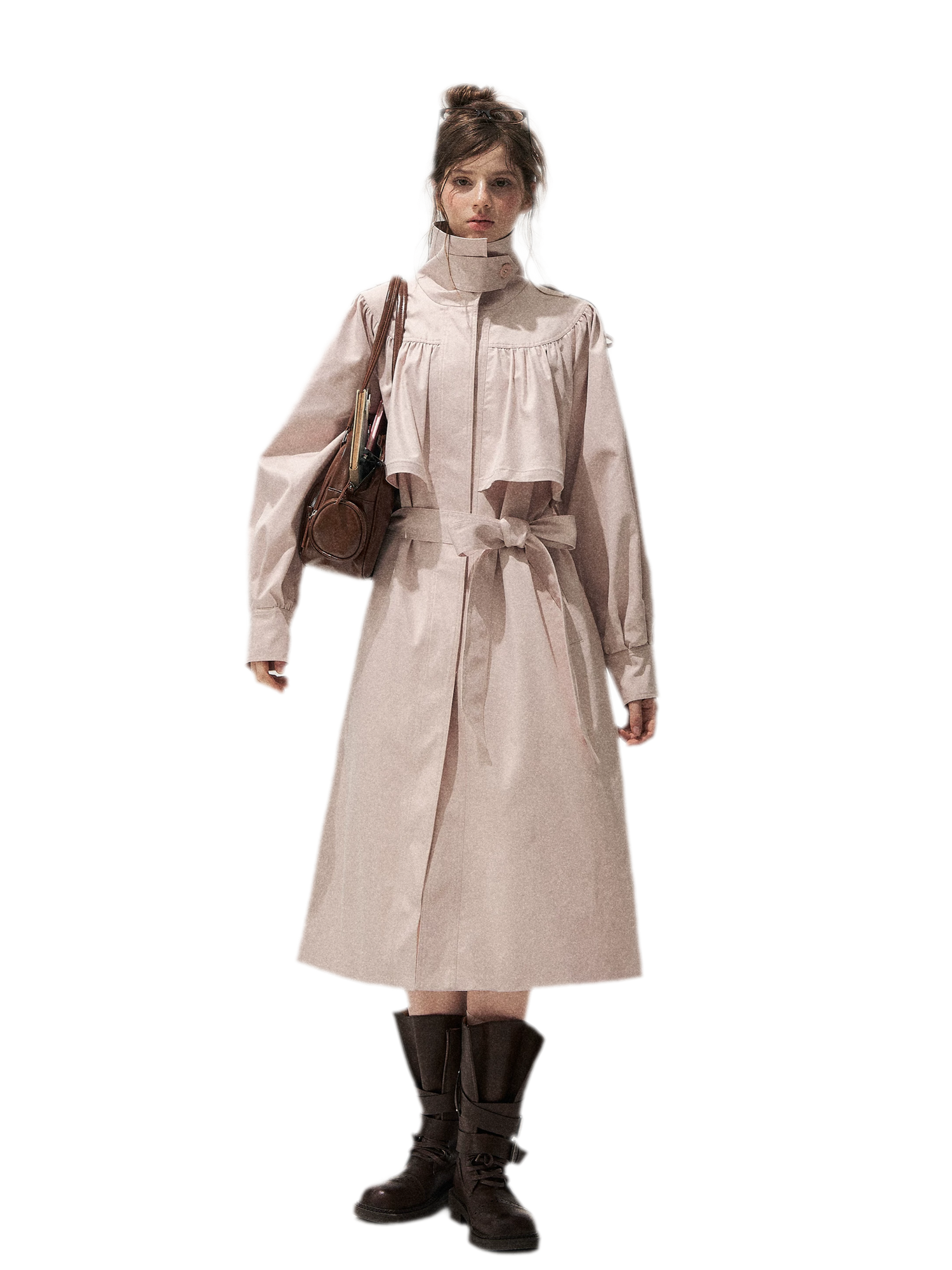 Gathered Cape Trench Coat