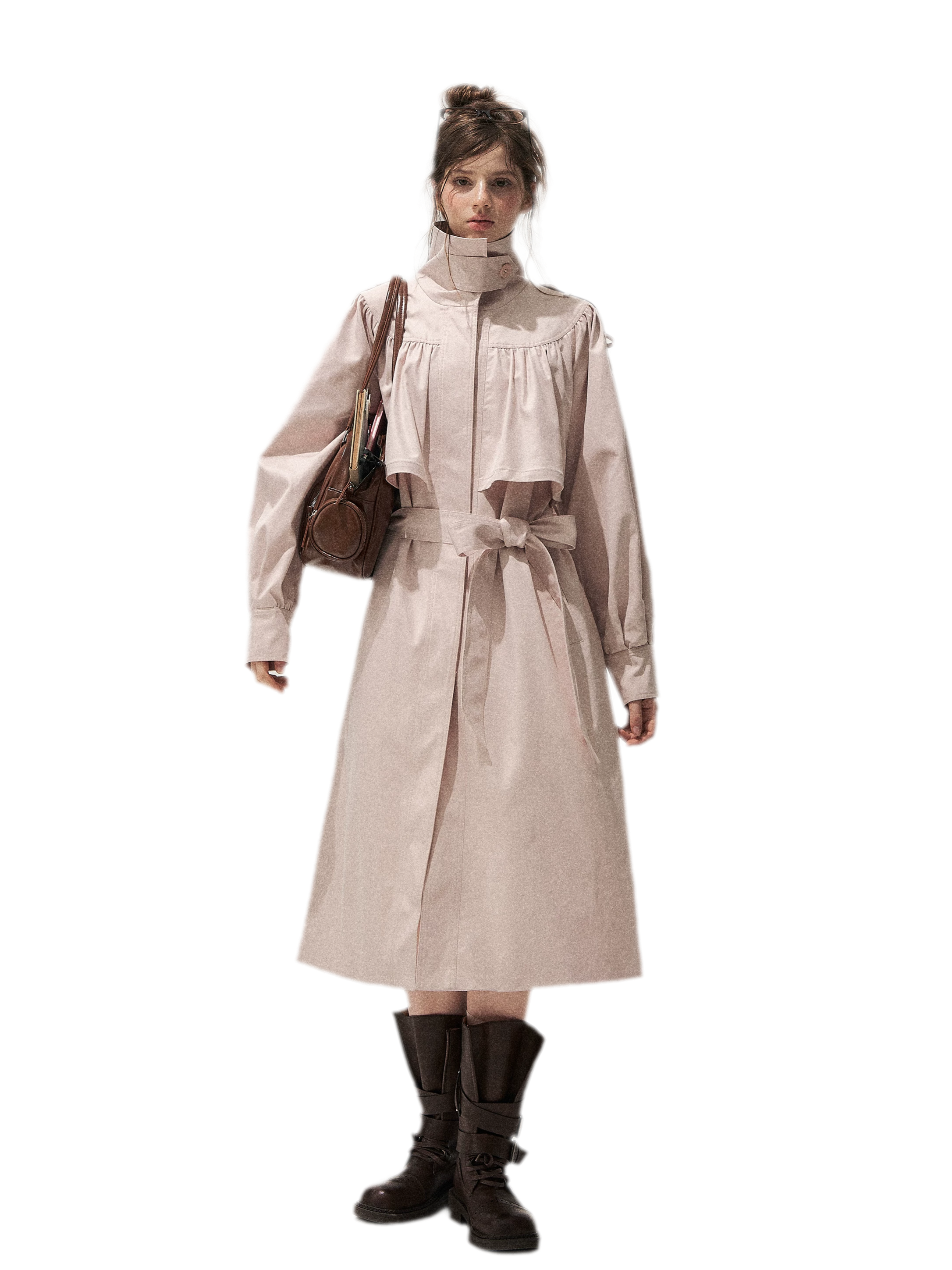 Gathered Cape Trench Coat